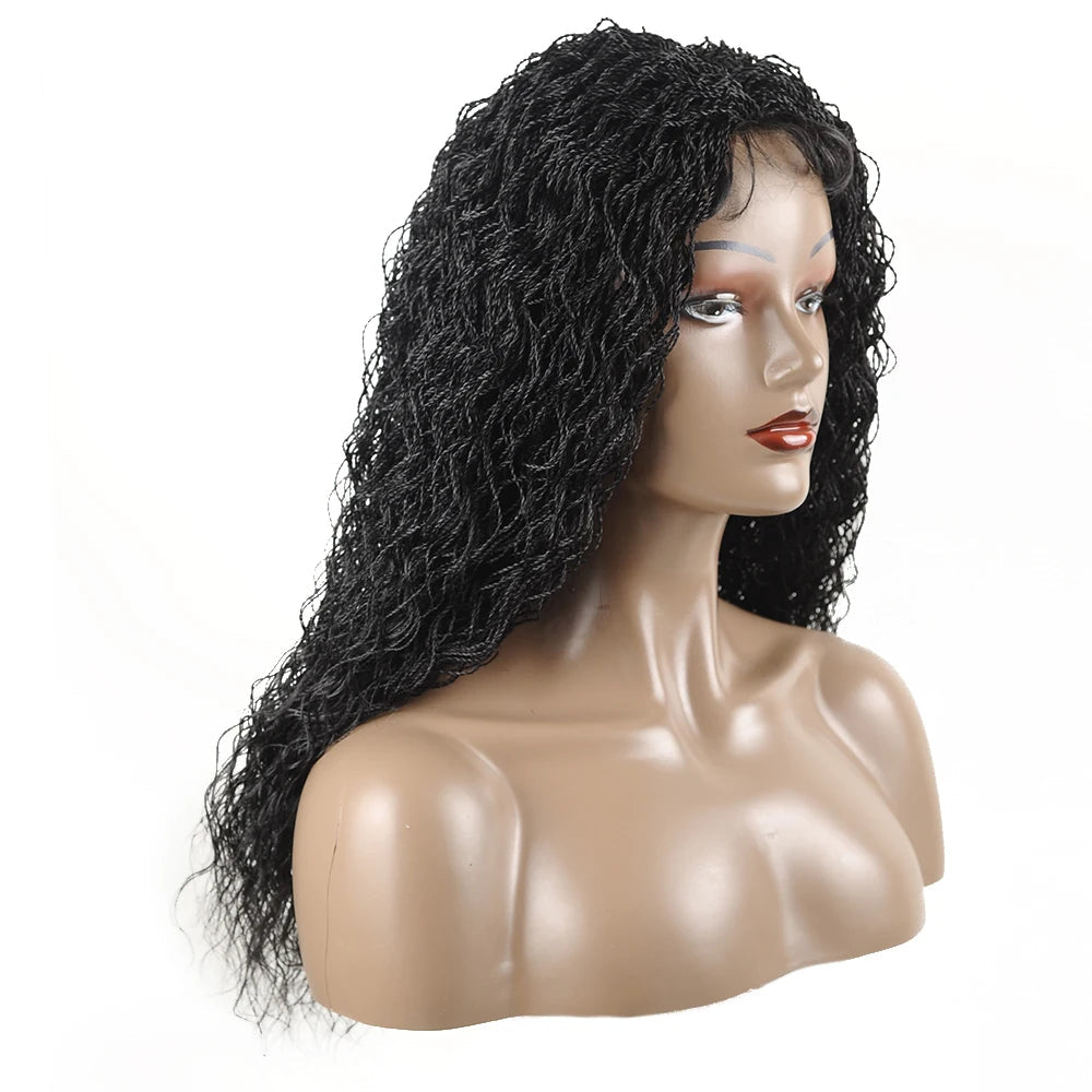 26" Wavy Senegalese Twist Lace Front Wig | Ombre Water Wave Braids | Long Cornrow Braids | Synthetic Wig Luxegan