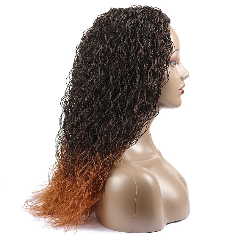 26" Wavy Senegalese Twist Lace Front Wig | Ombre Water Wave Braids | Long Cornrow Braids | Synthetic Wig Luxegan