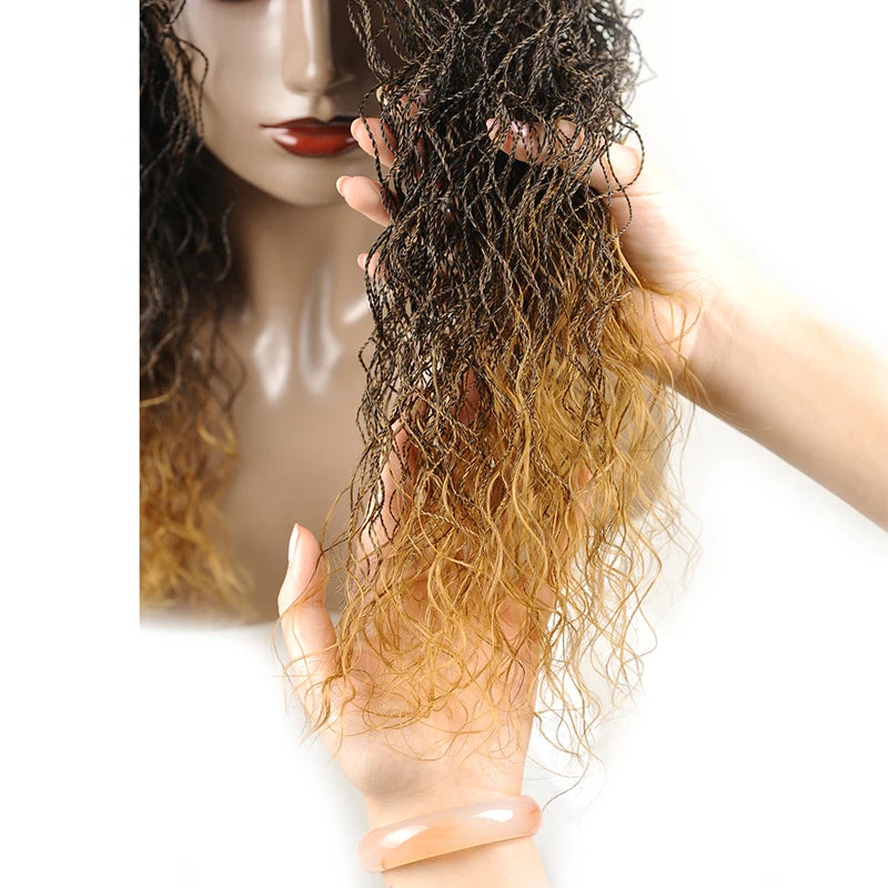 26" Wavy Senegalese Twist Lace Front Wig | Ombre Water Wave Braids | Long Cornrow Braids | Synthetic Wig Luxegan