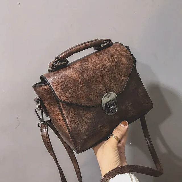 Winter New Lock-Design Shoulder Bag | Sophisticated PU Leather Crossbody | Elegant Small Square Lady Handbag | "Dignified" Soft Vintage Messenger for Versatile Styling Luxegan
