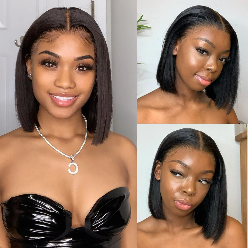 13x4 Glueless Short Bob Wig | Straight Brazilian Remy Hair | Ready to Wear
