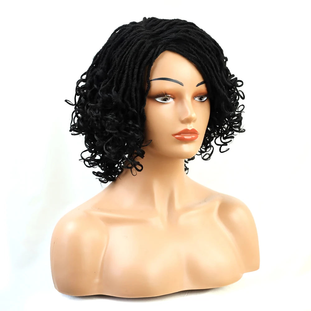 10" Braided Bob Wig | Afro Dreadlock Wig | Curly Ends | Synthetic Crochet Wig | Cosplay