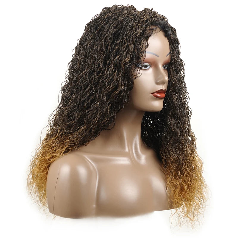 26" Wavy Senegalese Twist Lace Front Wig | Ombre Water Wave Braids | Long Cornrow Braids | Synthetic Wig Luxegan