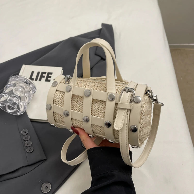 New Fashion Summer Cute Handbags | Light Feminine Straw Bags & Lady Design Purses with Rivet for Women Luxegan