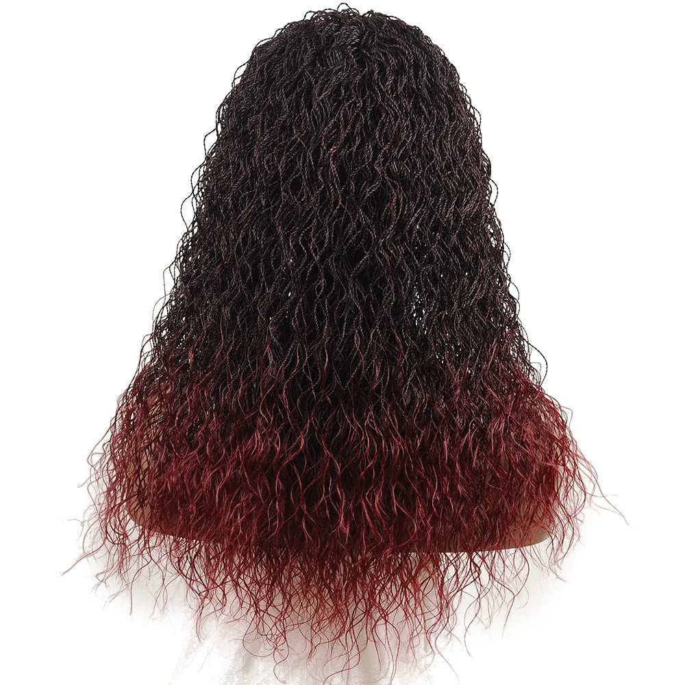 26" Wavy Senegalese Twist Lace Front Wig | Ombre Water Wave Braids | Long Cornrow Braids | Synthetic Wig Luxegan