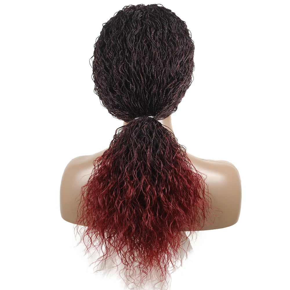 26" Wavy Senegalese Twist Lace Front Wig | Ombre Water Wave Braids | Long Cornrow Braids | Synthetic Wig Luxegan