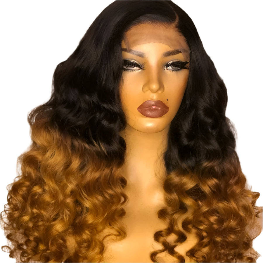 250% Density Brazilian Remy Loose Deep Wave Lace Front Wig | Ombre Human Hair Wigs with Pre-Plucked Hairline Luxegan