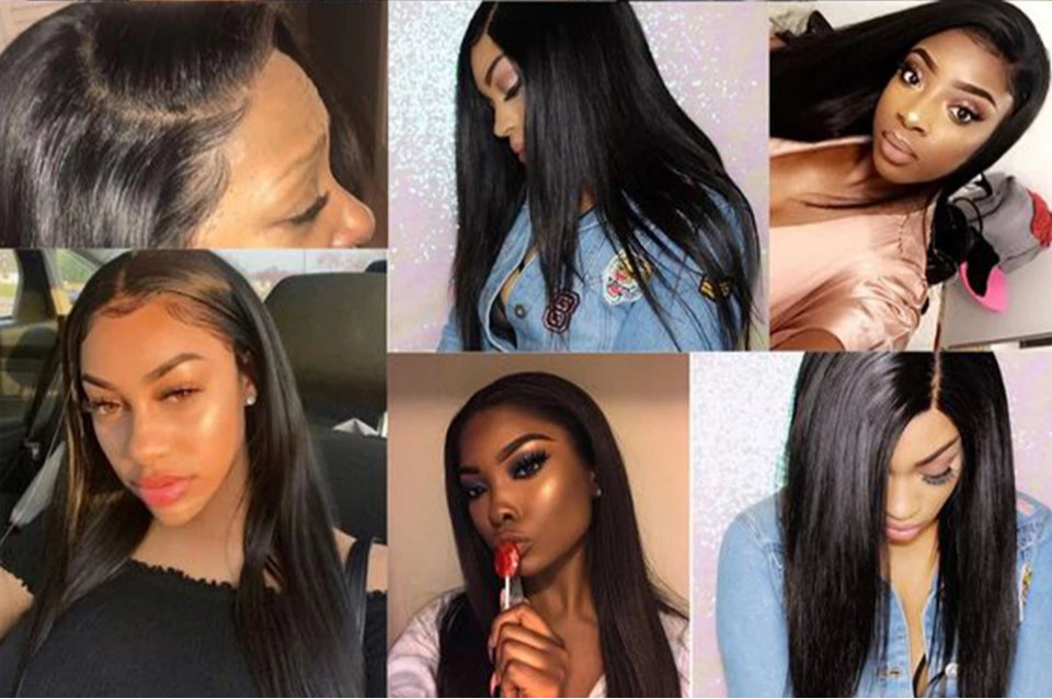 Brazilian Straight Human Hair Bundles with 2x4 Lace Closure | 3 Bundles & Closure Set Luxegan