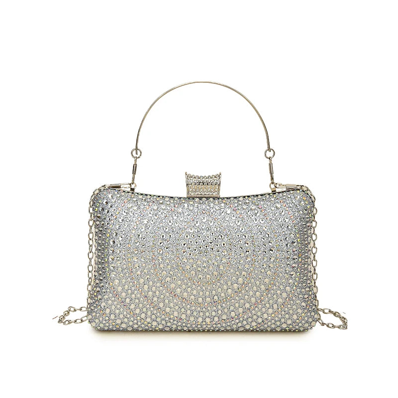 Luxury Women’s Elegant Celebrity Designer Sparkle Clutch | Waterproof Crystal Evening Bag | Fashionable Party Banquet Purse with Crystal Chain (Model A03) Luxegan