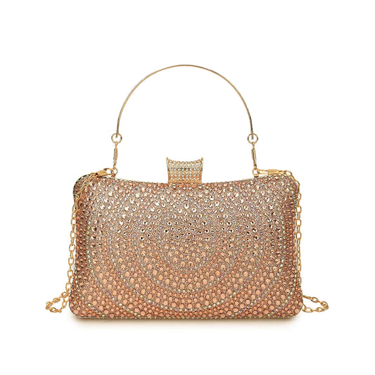 Luxury Women’s Elegant Celebrity Designer Sparkle Clutch | Waterproof Crystal Evening Bag | Fashionable Party Banquet Purse with Crystal Chain (Model A03) Luxegan