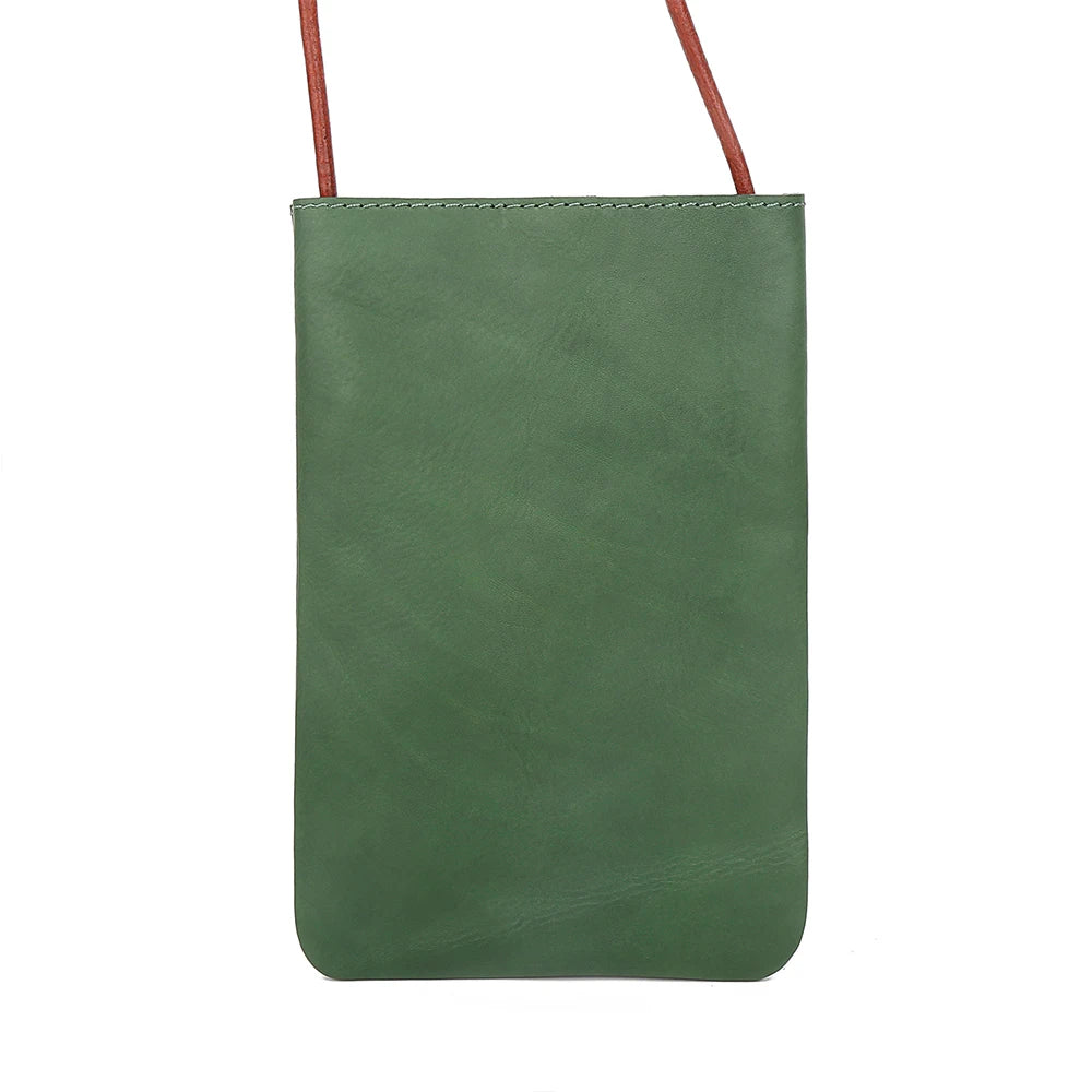 Soft Genuine Leather Phone Pouch | Simple Flap Crossbody Messenger Bag Luxegan