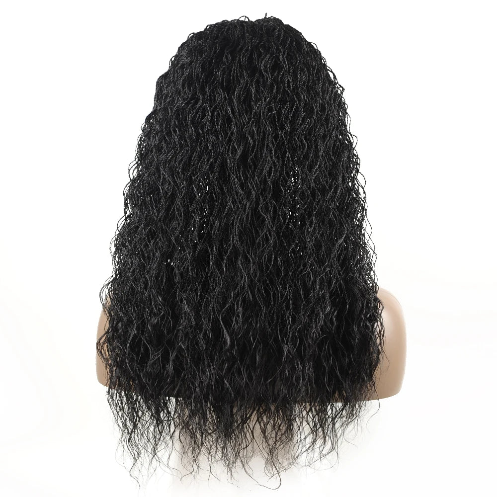 26" Wavy Senegalese Twist Lace Front Wig | Ombre Water Wave Braids | Long Cornrow Braids | Synthetic Wig Luxegan