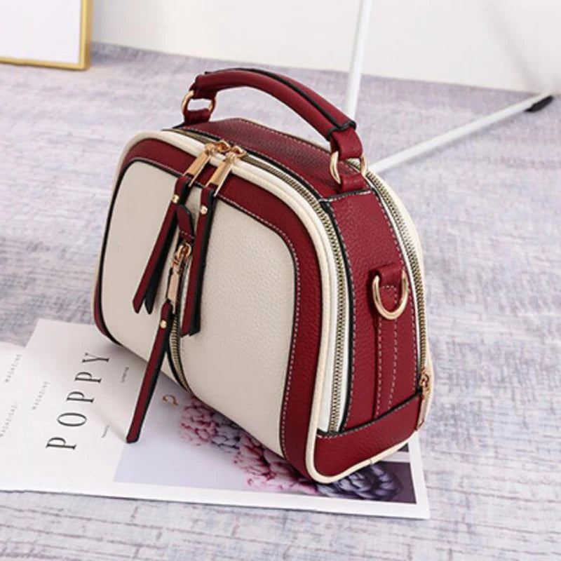 Fashion Stitching Shoulder Bag for Women | PU Leather Luxury Crossbody Bag with New Chains (Square Bag, Lady Purse) Luxegan