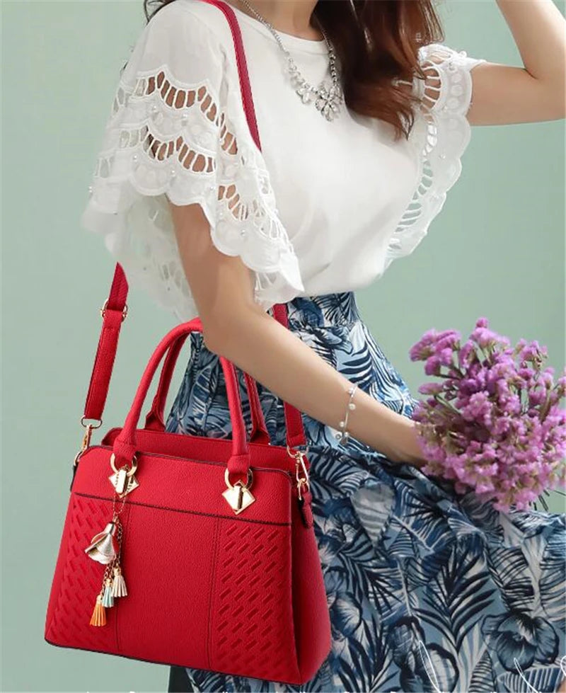 Gusure Luxury Handbag Women Crossbody Bag with Tassel Hanging | Large Capacity Female Shoulder Bags Embroidery Tote Sac A Main Luxegan