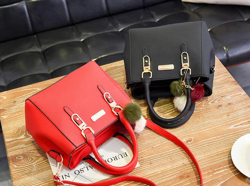 Women Beading Pendant Handbag Ladies Embossed Shoulder Bag | Ladies Messenger Bag hairball Bags High Quality Bag Luxegan