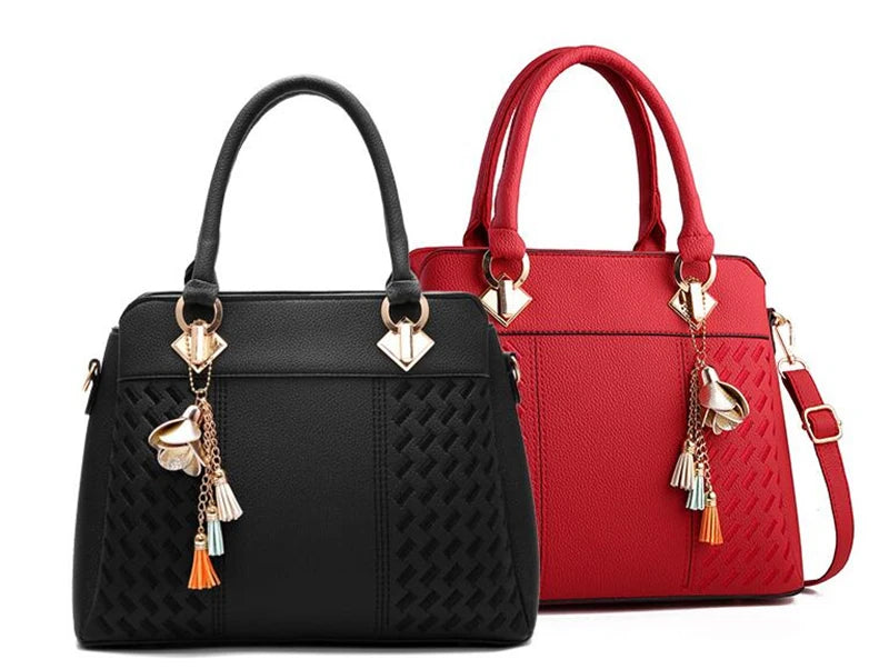 Gusure Luxury Handbag Women Crossbody Bag with Tassel Hanging | Large Capacity Female Shoulder Bags Embroidery Tote Sac A Main Luxegan