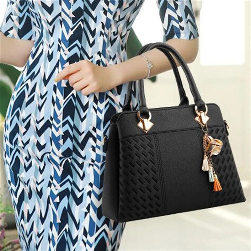 Gusure Luxury Handbag Women Crossbody Bag with Tassel Hanging | Large Capacity Female Shoulder Bags Embroidery Tote Sac A Main Luxegan