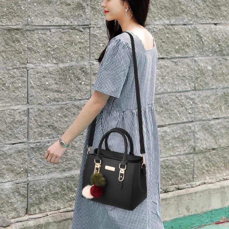 Women Beading Pendant Handbag Ladies Embossed Shoulder Bag | Ladies Messenger Bag hairball Bags High Quality Bag Luxegan