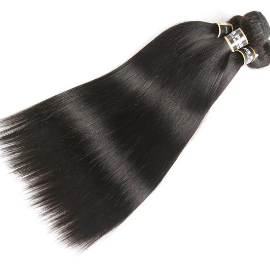 12A Grade Silky Bone Straight Human Hair Bundles (22/24/26 Inch) | 100% Unprocessed Peruvian Virgin Human Hair Weaving | Premium Remy Sew-In Weft Extensions (3-Piece Multipack, #1B Natural Black) Luxegan