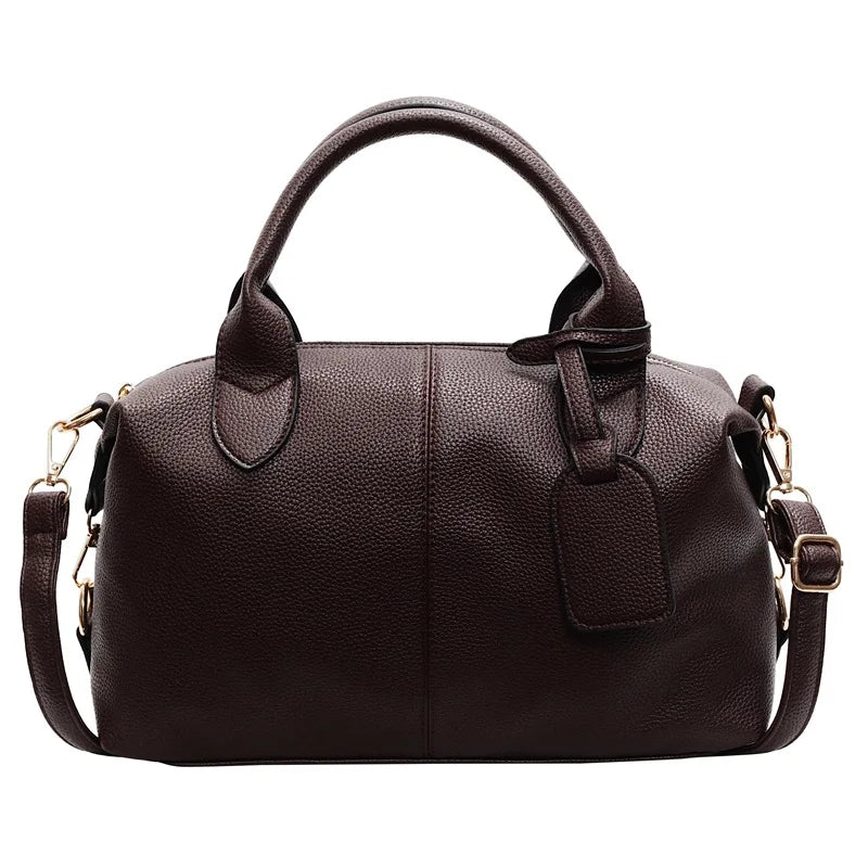Retro Soft Leather Texture Crossbody Bag | New Style Large Capacity Men's Travel Commuter Bag | Elegant & Versatile XL Fashion Shoulder Bag | Fruit & Star Pattern Casual Tote Luxegan