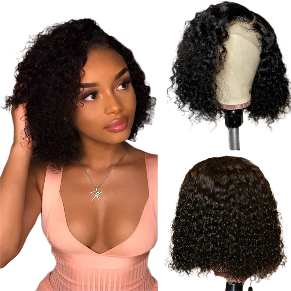 Kinky Curly Bob Wig | 13x4 Lace Front | Glueless | Wet & Wavy | Remy Human Hair