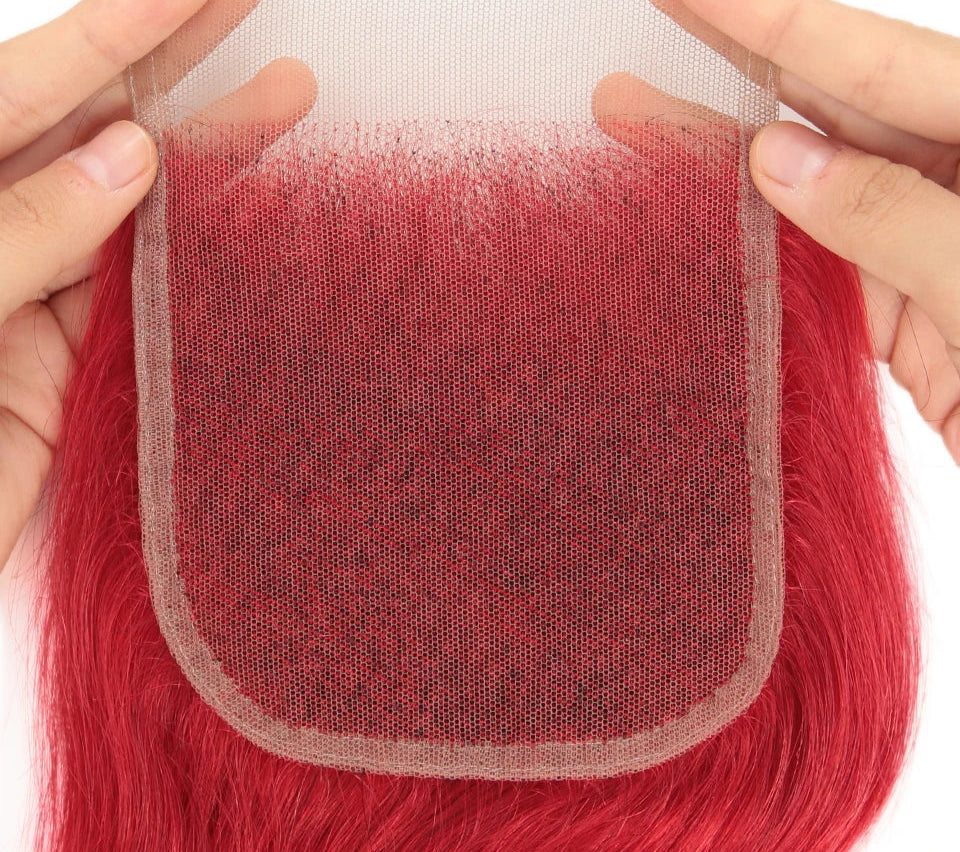 Rebecca Oxblood Red Body Wave Bundles with Closure | 3 Brazilian Remy Human Hair Weave & Closure Set Luxegan