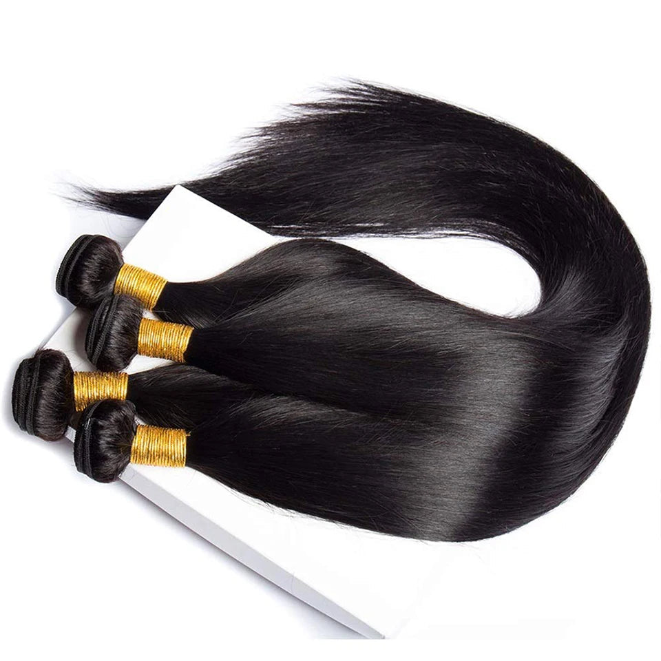 Brazilian Bone Straight Human Hair Bundles | Remy Weave Extensions (1/3/4 Pcs) Luxegan