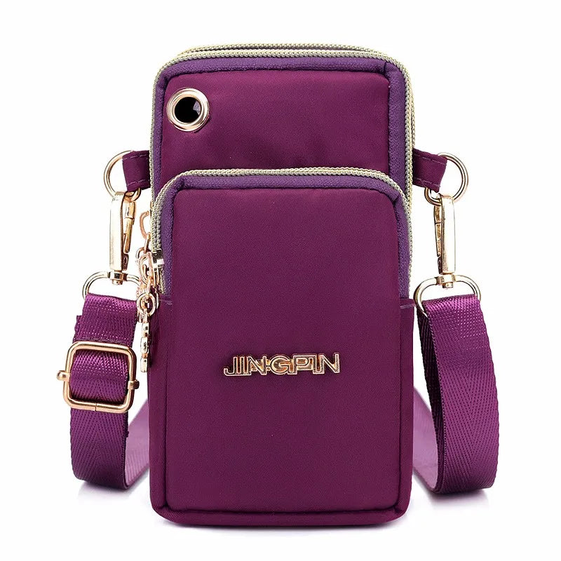 Nylon Solid Flap Bag | Soft Waterproof Sequined Flowers Crossbody Phone Pouch Luxegan