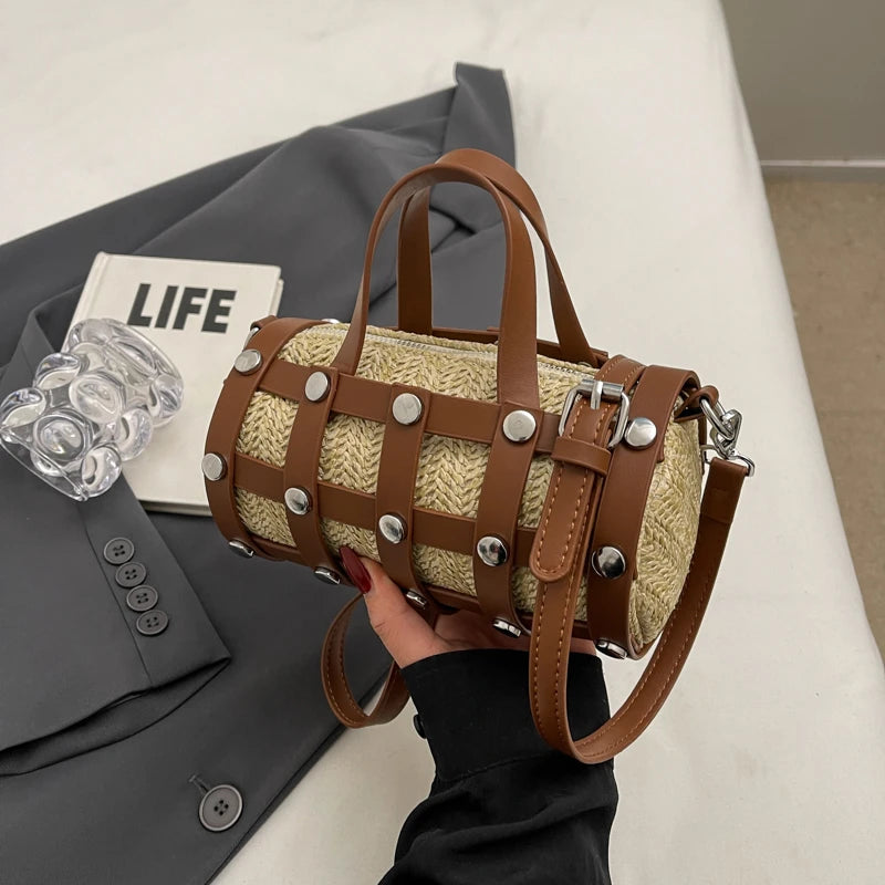 New Fashion Summer Cute Handbags | Light Feminine Straw Bags & Lady Design Purses with Rivet for Women Luxegan