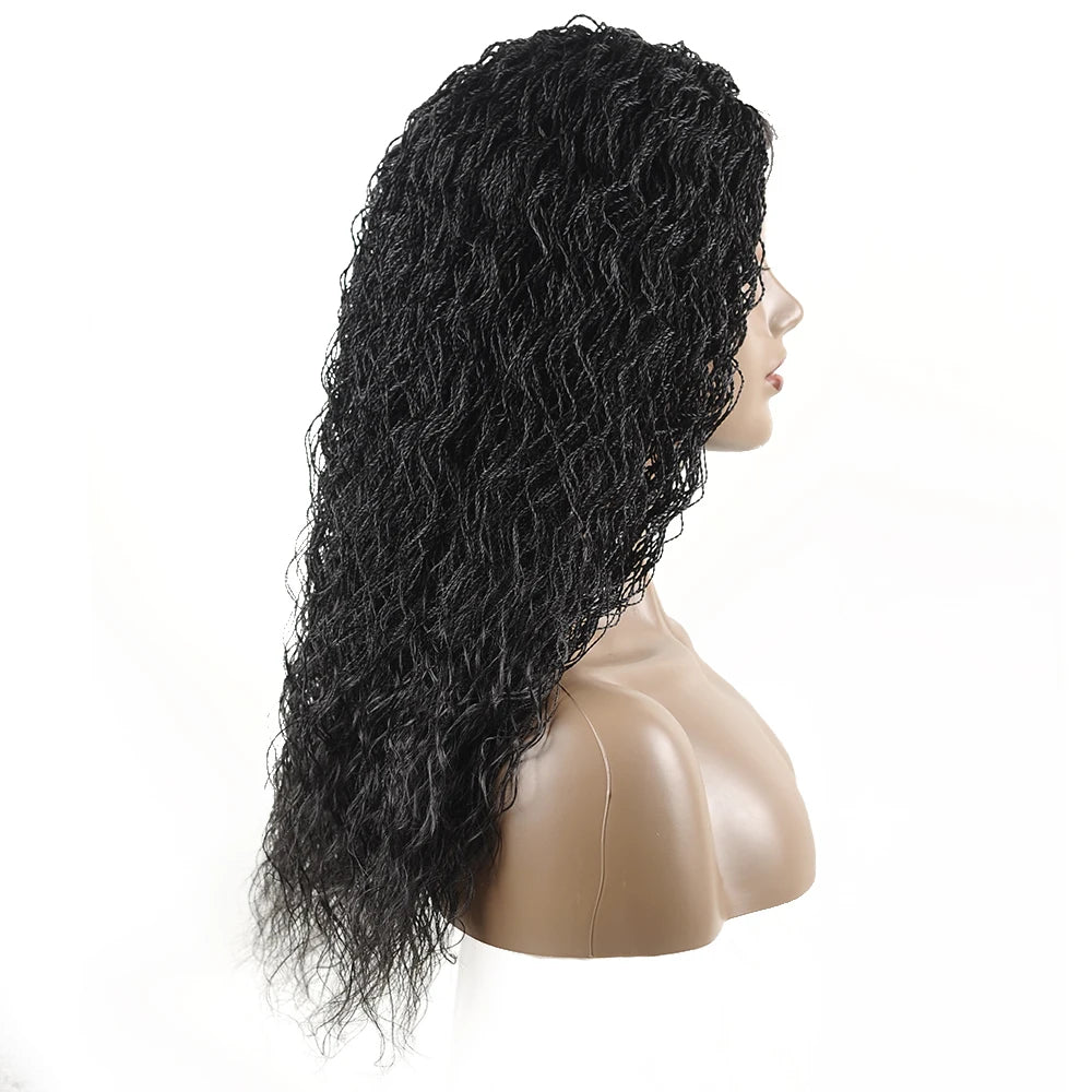 26" Wavy Senegalese Twist Lace Front Wig | Ombre Water Wave Braids | Long Cornrow Braids | Synthetic Wig Luxegan