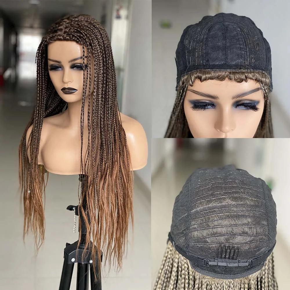 26" Ombre Box Braided Wig for Black Women | Long Synthetic Cosplay Braiding Hair | Heat Resistant Crochet Wigs Luxegan