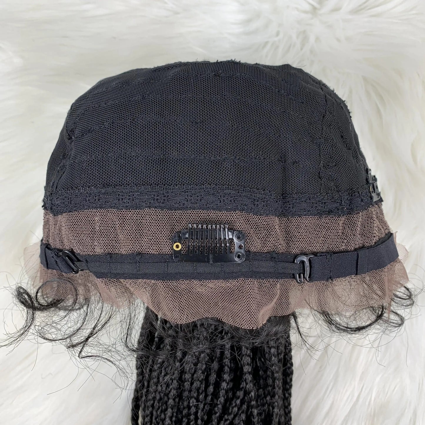 30" Braided Lace Front Wig for Black Women | African Braids with Baby Hair | Synthetic Glueless Mat Wig