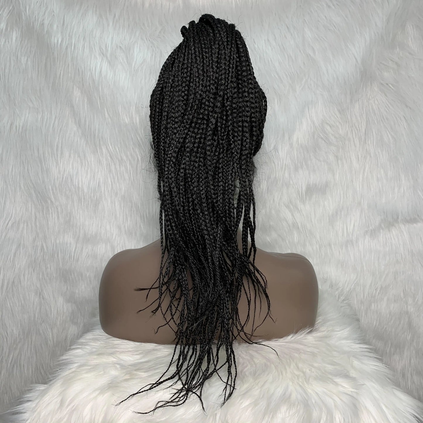 30" Braided Lace Front Wig for Black Women | African Braids with Baby Hair | Synthetic Glueless Mat Wig