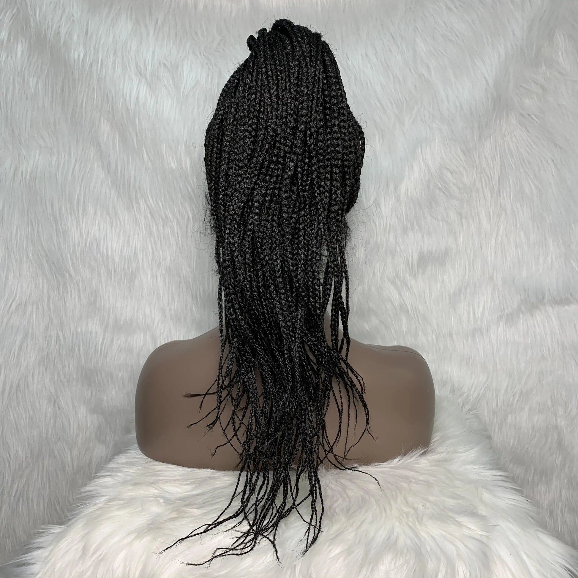 30" Braided Lace Front Wig for Black Women | African Braids with Baby Hair | Synthetic Glueless Mat Wig