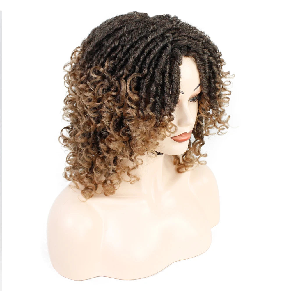 YUNRONG Dreadlock Wig For Black Women 16 inch High Temperature Fiber Dreadlock Ombre Burg Crochet Twist Hair Luxegan