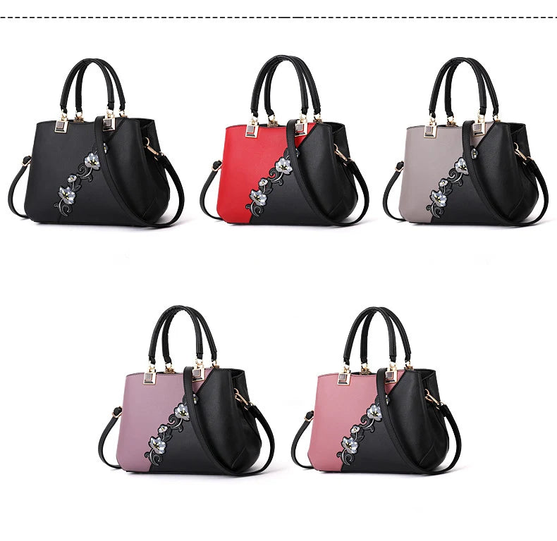 Embroidered Messenger Bags Women Leather Handbags | Bags for Women Sac a Main Ladies Hand Bag Female Hand bag new Luxegan