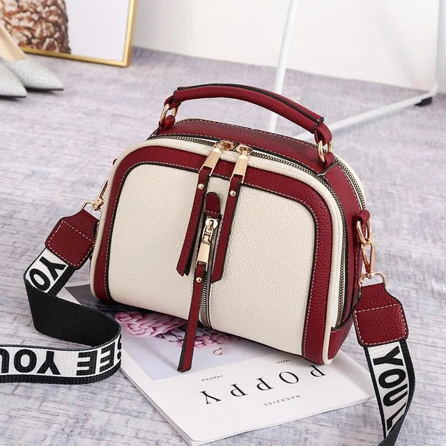 Fashion Stitching Shoulder Bag for Women | PU Leather Luxury Crossbody Bag with New Chains (Square Bag, Lady Purse)