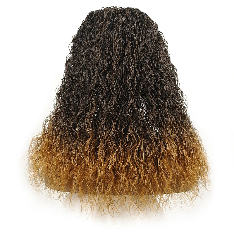 26" Wavy Senegalese Twist Lace Front Wig | Ombre Water Wave Braids | Long Cornrow Braids | Synthetic Wig Luxegan