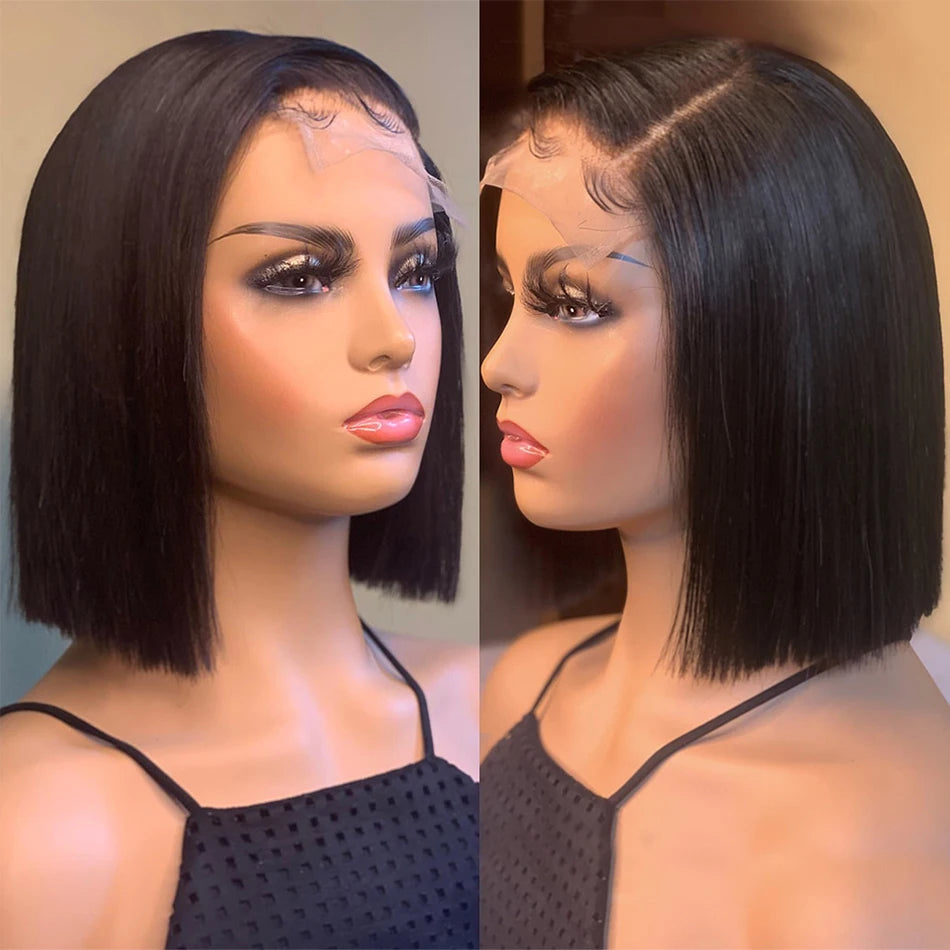 13x4 Glueless Short Bob Wig | Straight Brazilian Remy Hair | Ready to Wear