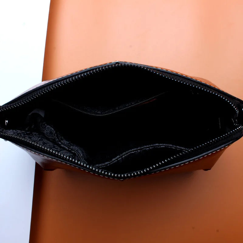 Vintage Mini Box Cowhide Tote | Genuine Suede Leather Crossbody Luxegan