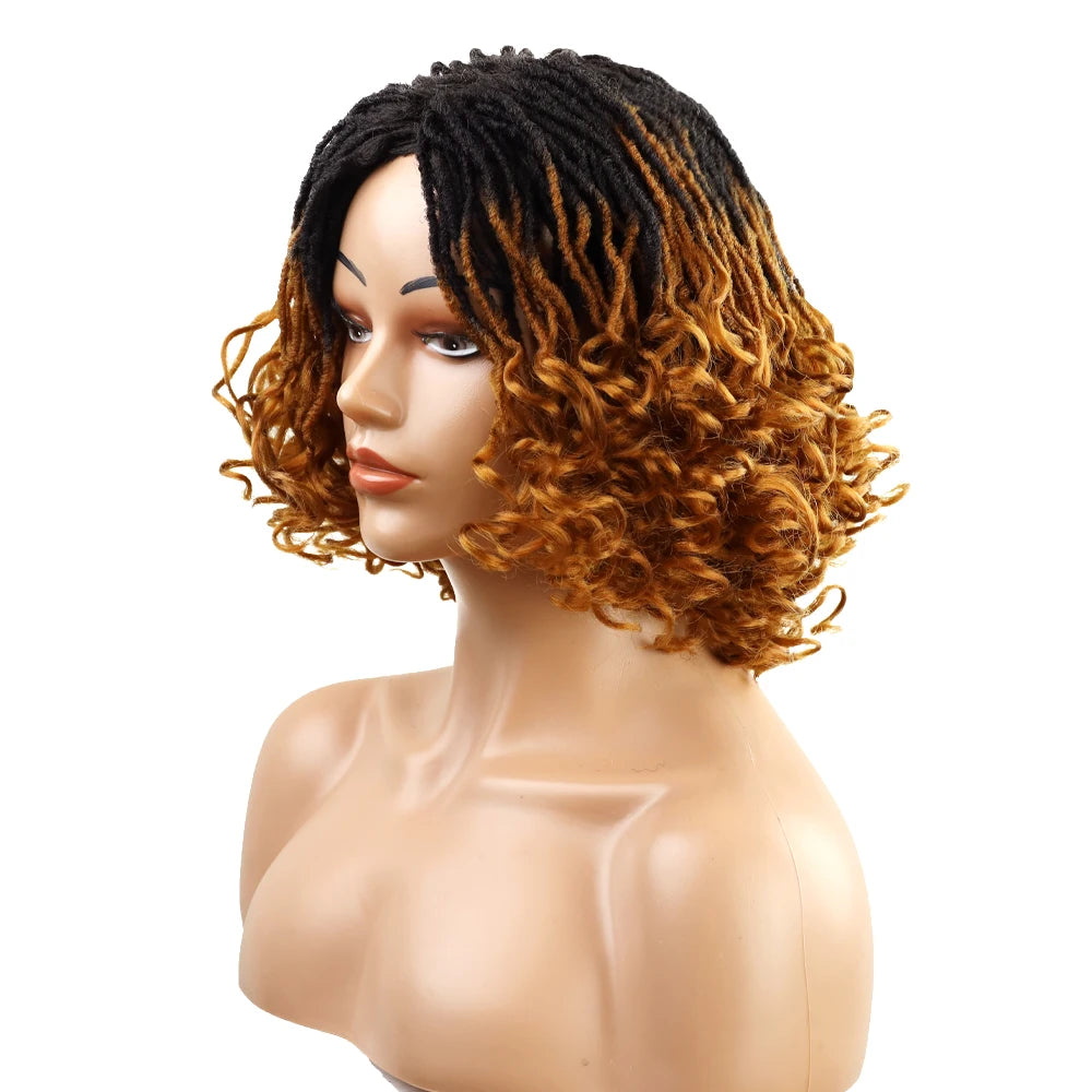 10" Braided Bob Wig | Afro Dreadlock Wig | Curly Ends | Synthetic Crochet Wig | Cosplay