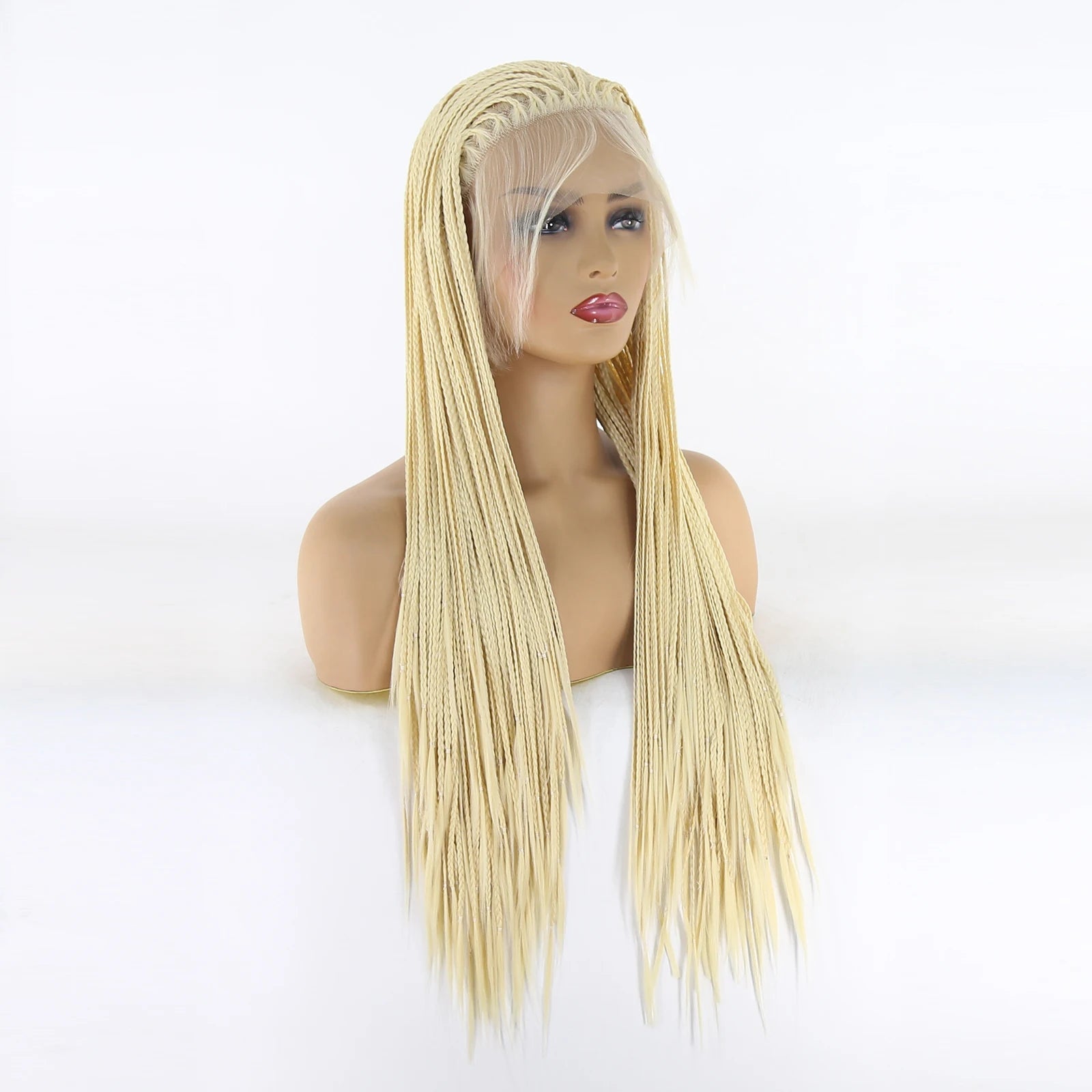 613 Blonde Box Braids Wig | Long Synthetic Lace Front | Heat Resistant | Black Women Luxegan