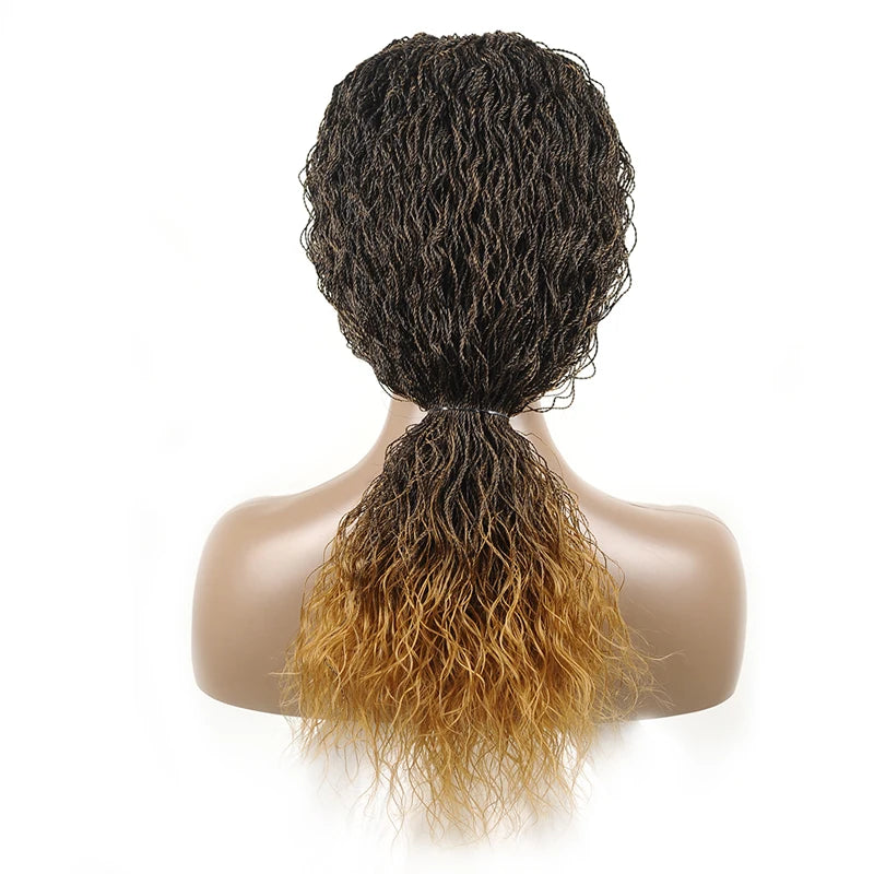 26" Wavy Senegalese Twist Lace Front Wig | Ombre Water Wave Braids | Long Cornrow Braids | Synthetic Wig Luxegan