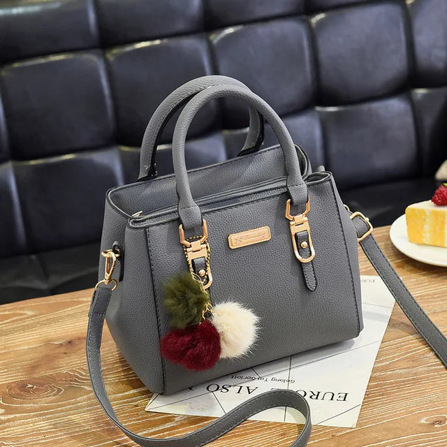 Women’s Embossed Beading Pendant Handbag | High-Quality Ladies Shoulder Bag with Hairball Charm | Elegant Tassel Messenger Bag | Versatile PU Leather Fashion Tote Luxegan