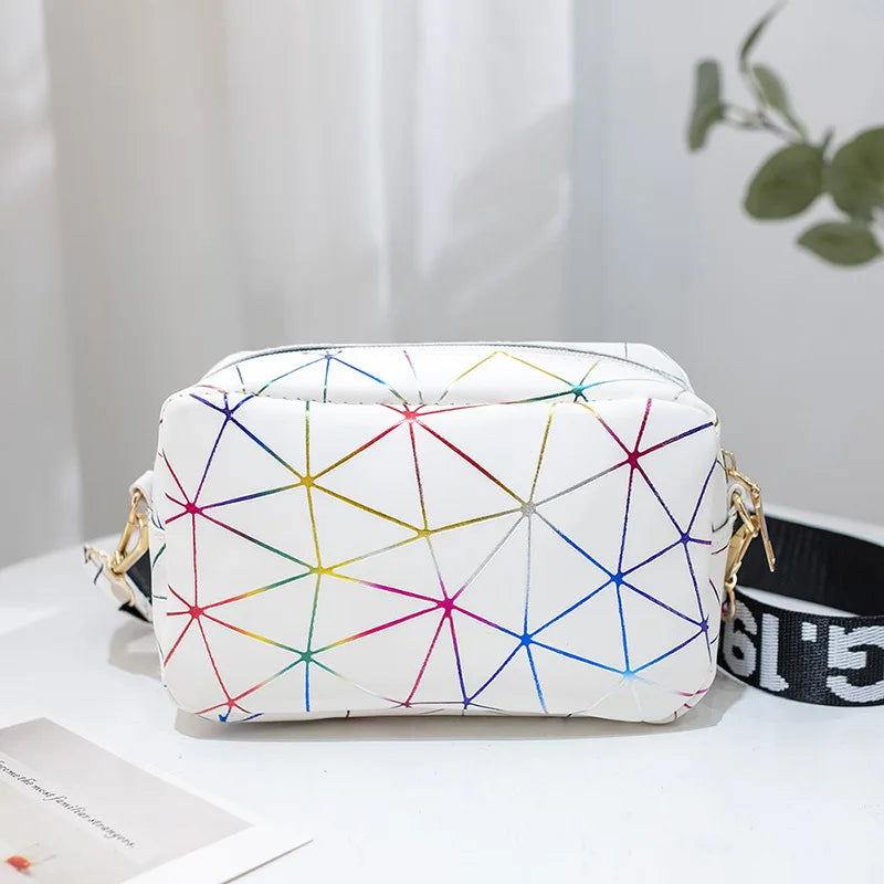 Women's Laser Crossbody Bag | Sling Shoulder Bag & Jelly Holographic Square Messenger Satchel Bag (Daily Small Handbag Purse) Luxegan