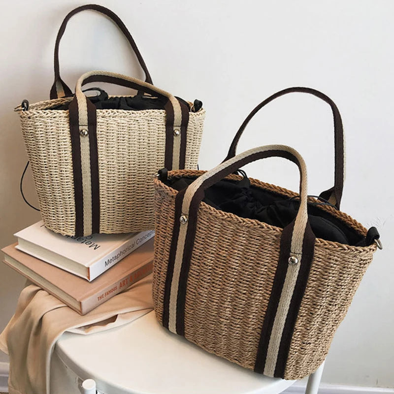 Summer Straw Handbag | Large Capacity Woven Shoulder Bag & Bohemian Beach Tote Luxegan