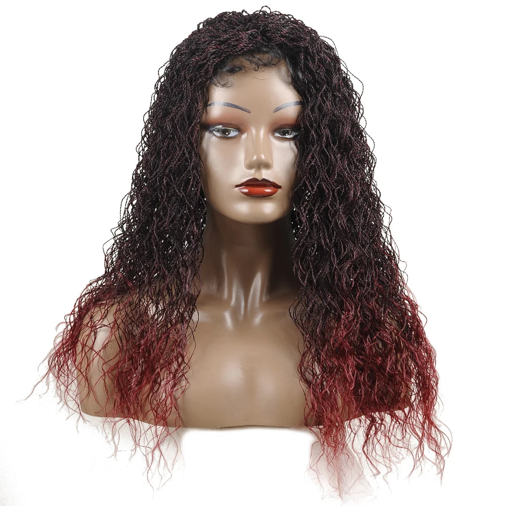 26" Wavy Senegalese Twist Lace Front Wig | Ombre Water Wave Braids | Long Cornrow Braids | Synthetic Wig Luxegan