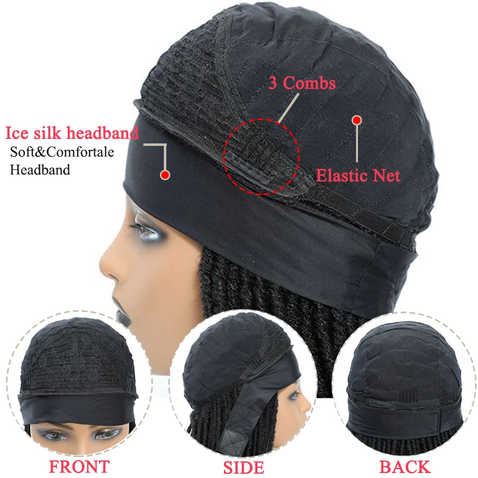 Long 22" Goddess Locs Headband Wig | Curly Ends | Soft Faux Locs | Synthetic Braids | For Women - Luxegan