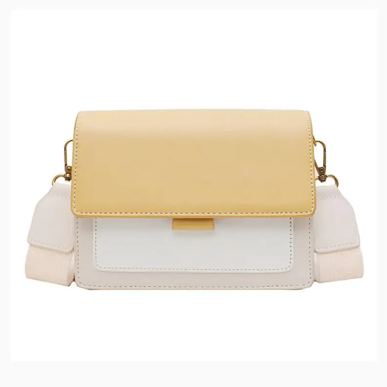 Leather Contrast Color Flap Bag | Chain Detail Shoulder & Messenger Bag