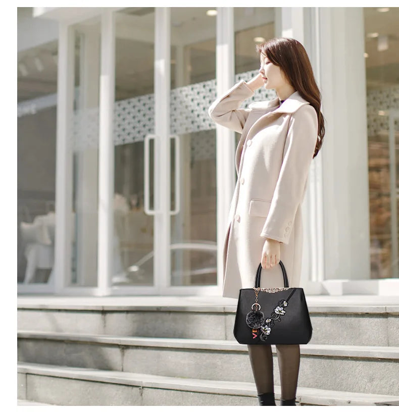 Embroidered Messenger Bags Women Leather Handbags | Bags for Women Sac a Main Ladies Hand Bag Female Hand bag new Luxegan